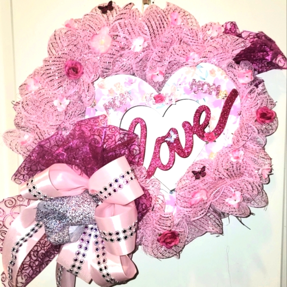 Mothers Day Wreath Deco Mesh Floral Burthday - Picture 1 of 5